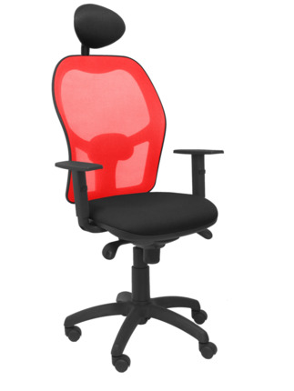 Silla de oficina Jorquera malla roja asiento bali negro con cabecero fijo