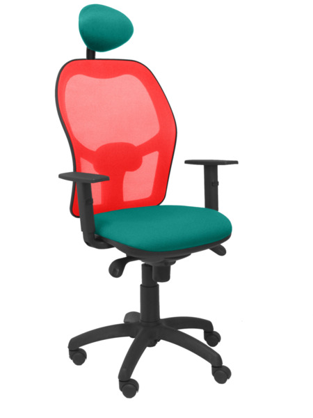 Silla de oficina Jorquera malla roja asiento bali verde claro con cabecero fijo (1)
