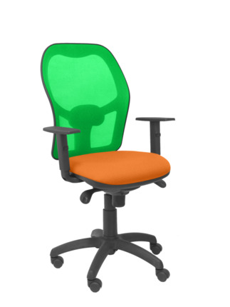 Silla de oficina Jorquera malla verde asiento bali naranja