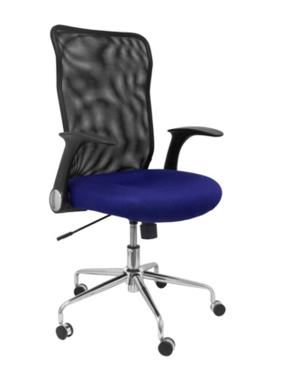 Silla de oficina Minaya respaldo malla negro asiento 3D azul