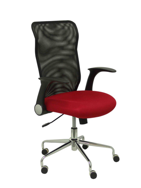 Silla de oficina Minaya respaldo malla negro asiento 3D rojo (1)
