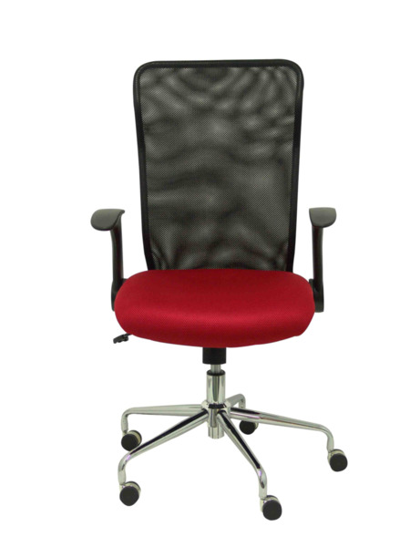 Silla de oficina Minaya respaldo malla negro asiento 3D rojo (2)