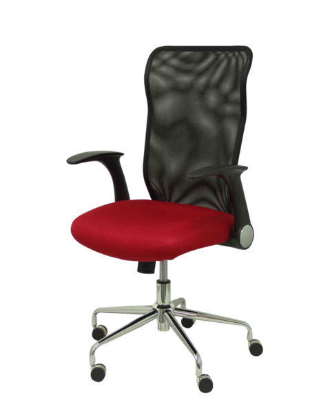 Silla de oficina Minaya respaldo malla negro asiento 3D rojo (3)