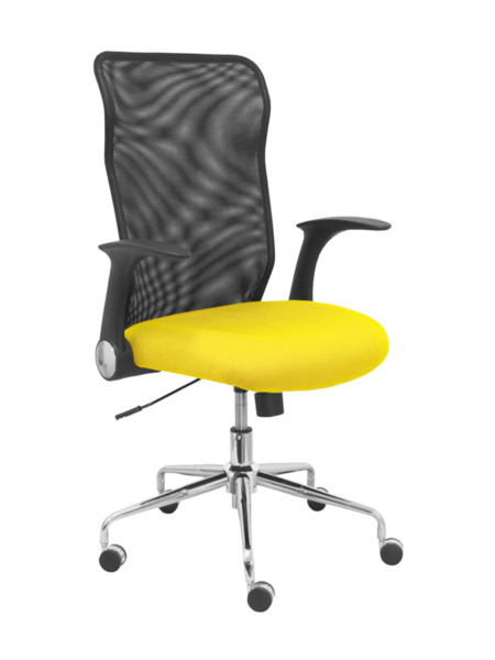 Silla de oficina Minaya respaldo malla negro asiento bali amarillo (1)