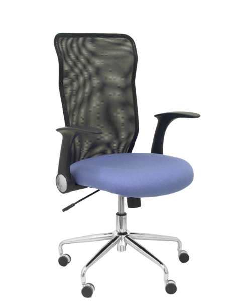 Silla de oficina Minaya respaldo malla negro asiento bali azul claro (1)