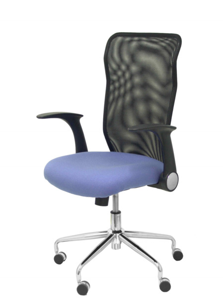 Silla de oficina Minaya respaldo malla negro asiento bali azul claro (3)