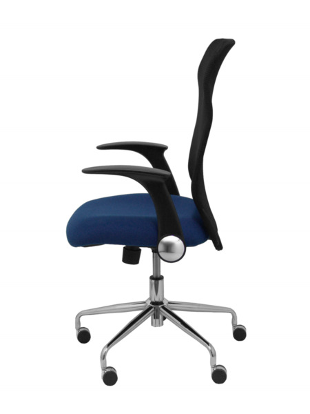 Silla de oficina Minaya respaldo malla negro asiento bali azul marino (4)