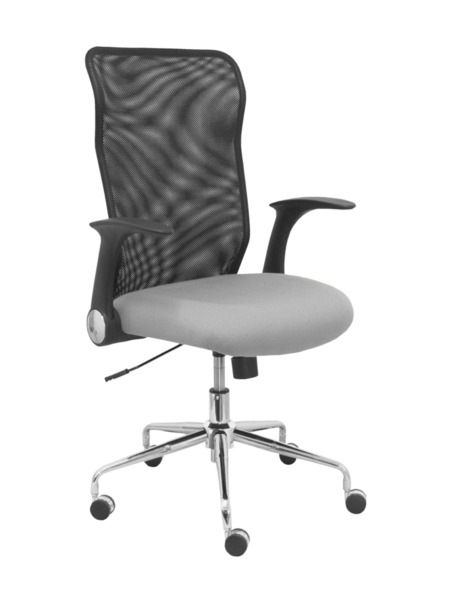 Silla de oficina Minaya respaldo malla negro asiento bali gris claro (1)