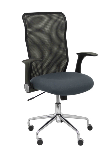 Silla de oficina Minaya respaldo malla negro asiento bali gris oscuro