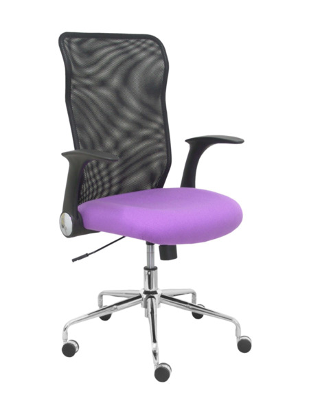 Silla de oficina Minaya respaldo malla negro asiento bali lila (1)