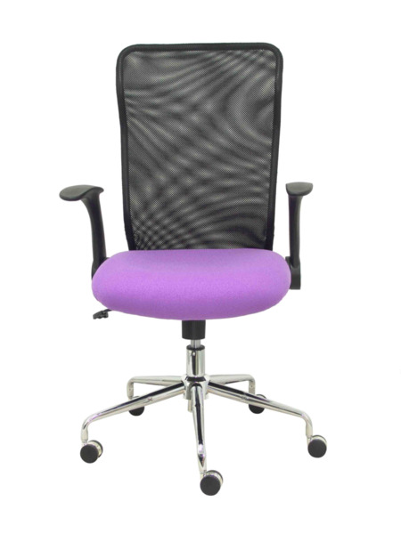 Silla de oficina Minaya respaldo malla negro asiento bali lila (2)