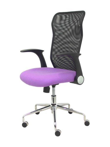 Silla de oficina Minaya respaldo malla negro asiento bali lila (3)