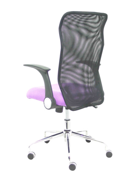 Silla de oficina Minaya respaldo malla negro asiento bali lila (5)