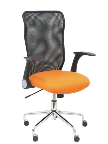Silla de oficina Minaya respaldo malla negro asiento bali naranja (1)