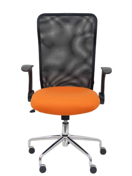 Silla de oficina Minaya respaldo malla negro asiento bali naranja (2)