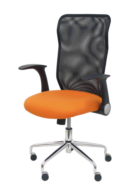 Silla de oficina Minaya respaldo malla negro asiento bali naranja (3)