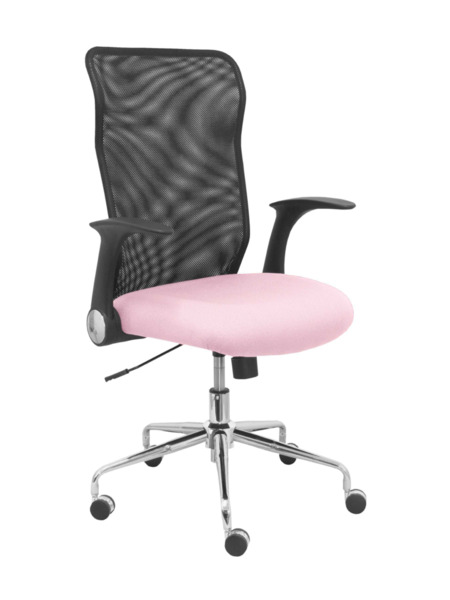 Silla de oficina Minaya respaldo malla negro asiento bali rosa pálido (1)