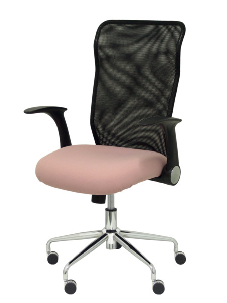Silla de oficina Minaya respaldo malla negro asiento bali rosa pálido (3)