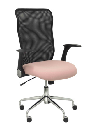 Silla de oficina Minaya respaldo malla negro asiento bali rosa pálido