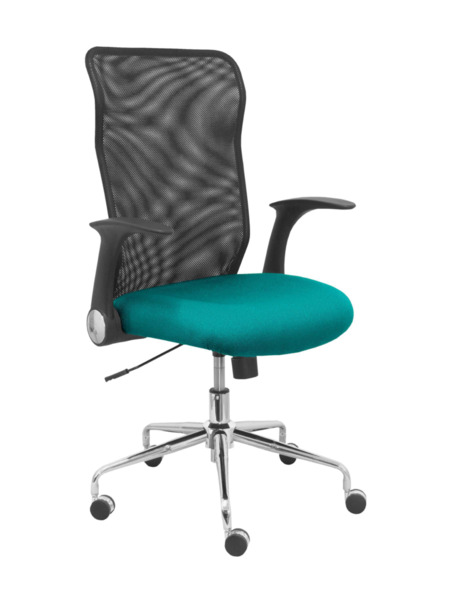 Silla de oficina Minaya respaldo malla negro asiento bali verde claro (1)