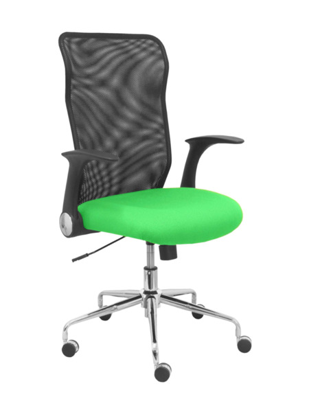 Silla de oficina Minaya respaldo malla negro asiento bali verde pistacho (1)