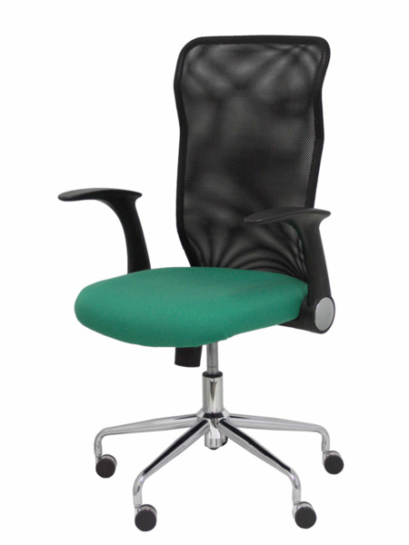 Silla de oficina Minaya respaldo malla negro asiento bali verde (3)
