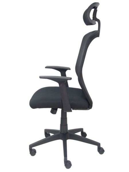 Silla de oficina Parolis respaldo malla negro con cabecero y asiento 3D (4)