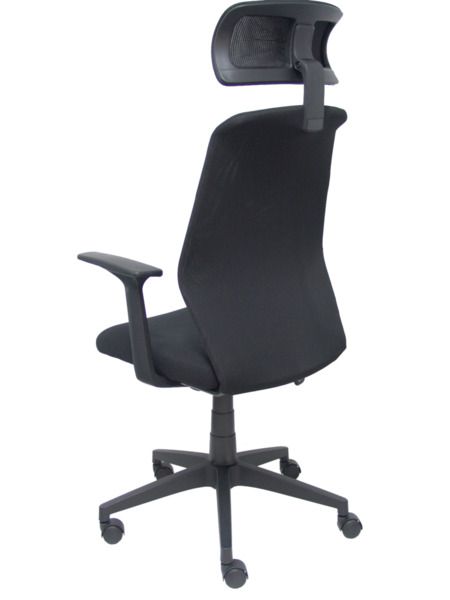 Silla de oficina Parolis respaldo malla negro con cabecero y asiento 3D (5)