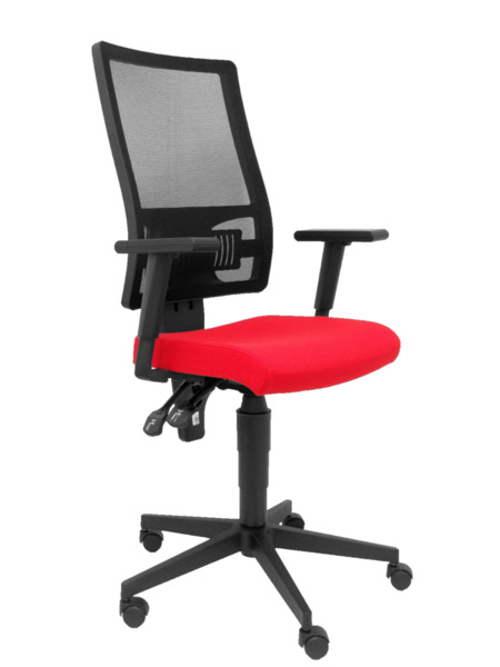 Silla de oficina Povedilla respaldo malla negro asiento bali rojo (1)