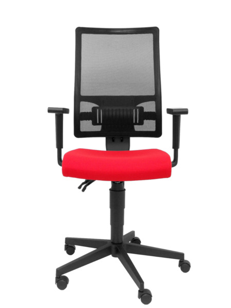 Silla de oficina Povedilla respaldo malla negro asiento bali rojo (2)