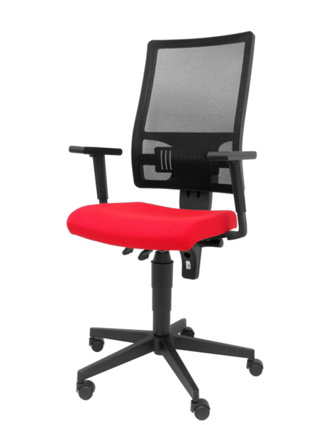 Silla de oficina Povedilla respaldo malla negro asiento bali rojo (3)
