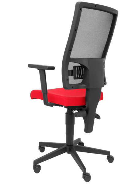 Silla de oficina Povedilla respaldo malla negro asiento bali rojo (5)