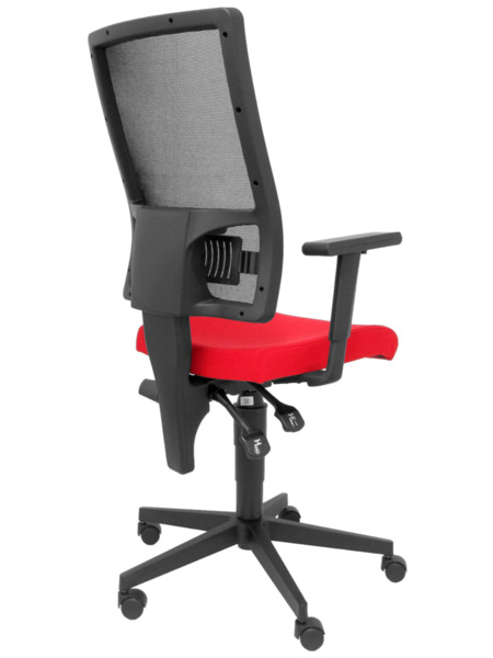 Silla de oficina Povedilla respaldo malla negro asiento bali rojo (7)
