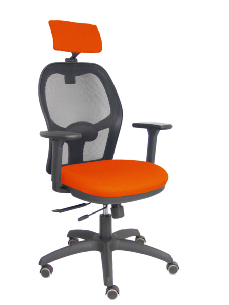 Silla Jorquera traslack malla negra asiento bali naranja brazos 3D cabecero regulable (1)