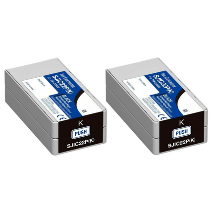 SJIC22P pack 2 cartuchos de tinta pigmentada compatible con Epson C33S020601 / SJIC22P(K) de alta calidad