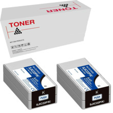SJIC22P pack 2 cartuchos tinta pigmentada compatible con Epson C33S020601 / SJIC22P(K)