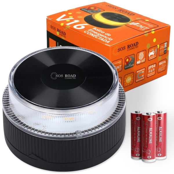 SOS Road Baliza de SeÃ±alizacion de Emergencia en Carretera V16 - Homologada por la DGT - GPS y SIM Integrada - Conectividad DGT