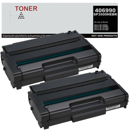 SP3500 / SP3510 XL pack 2 toner negro compatible con Ricoh SP3500HEBK / 406990