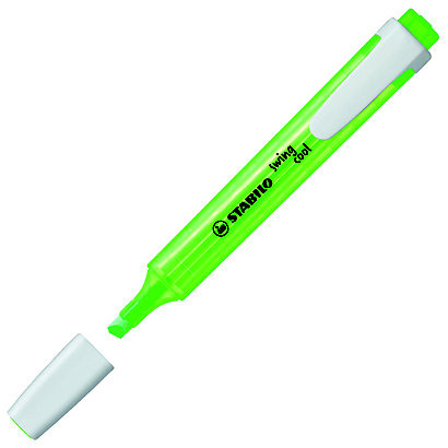 Stabilo Swing Cool Marcador Fluorescente - Cuerpo Plano - Punta Biselada - Trazo entre 1 y 4mm - Tinta con Base de Agua - Antisecado - Color Verde