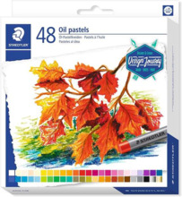 Staedtler Pasteles al Oleo 2420 Pack de 48 Ceras Blandas - Resistencia a la Rotura - Extremadamente Brillantes - Colores Surtido