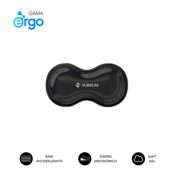 Subblim Ergo Crystal Flex ReposamuÃ±ecas para Raton - Gel Refrigerante Autoajustable - DiseÃ±o Ondulado Ergonomico - Base Antide