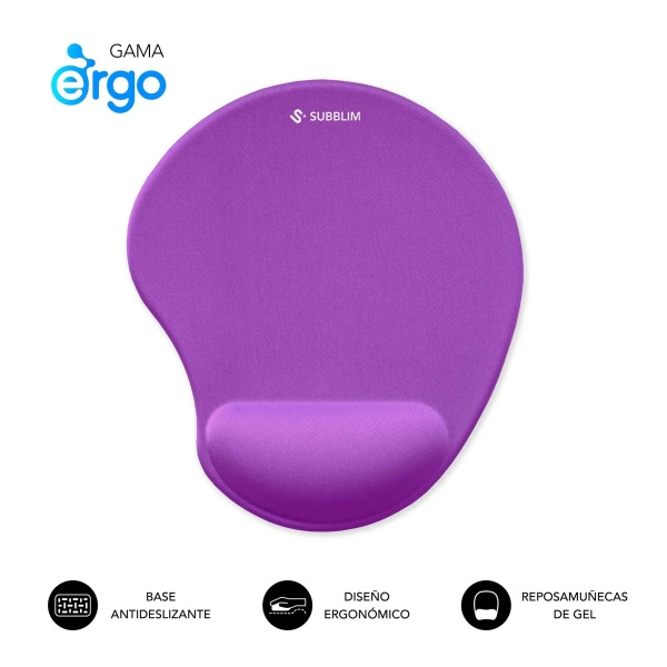 Subblim Ergo Neogel Alfombrilla Ergonomica para Raton - Espuma Elastica - Microtexturizada Impermeable - Base Antideslizante - C