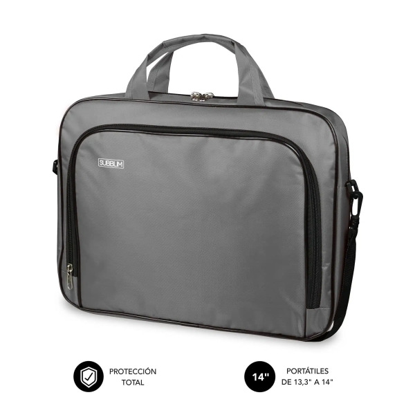 Subblim Estuche Oxford PortÃ¡til 13.3" a 14" - ProtecciÃ³n reforzada - Correas Ajustables -  Bolsillo Exterior - Color Gris
