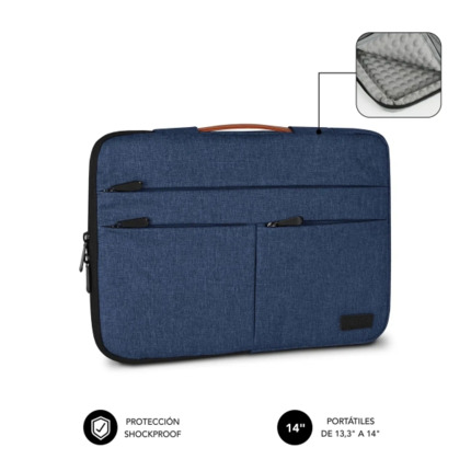 Subblim Funda Air Padding 360 PortÃ¡til de 13.3" a 14" - ProtecciÃ³n 360Âº con Air Padding - MÃºltiples bolsillos - Resistente y duradera - Color Azul