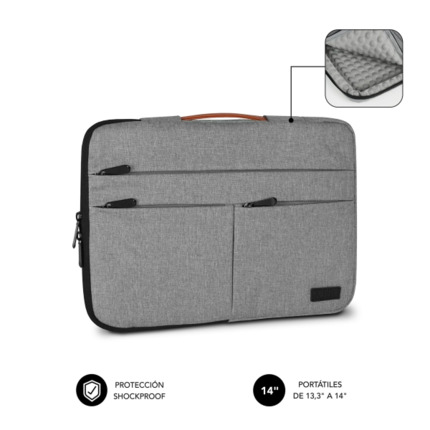 Subblim Funda Air Padding 360 PortÃ¡til de 13.3" a 14" - ProtecciÃ³n 360Âº con Air Padding - MÃºltiples bolsillos - Resistente y duradera - Color Gris Claro