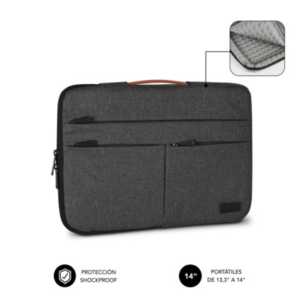 Subblim Funda Air Padding 360 PortÃ¡til de 13.3" a 14" - ProtecciÃ³n 360Âº con Air Padding - MÃºltiples bolsillos - Resistente y duradera - Color Gris Oscuro