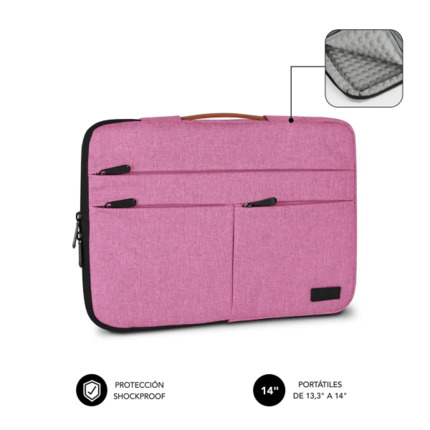 Subblim Funda Air Padding 360 PortÃ¡til de 13.3" a 14" - ProtecciÃ³n 360Âº con Air Padding - MÃºltiples bolsillos - Resistente y duradera - Color Rosa