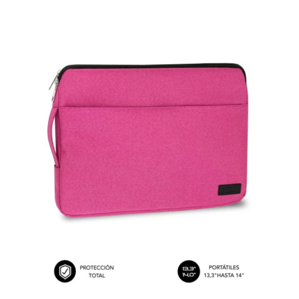 Subblim Funda Urban PortÃ¡til de 13.3" a 14" - Proteccion Elegante y Funcional - Tela de Poliester 600D - Interior Acolchado de Foam - Color Rosa
