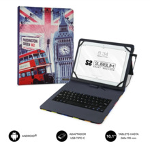 Subblim Keytab Pro USB - Teclado con Funda Universal para Tablets - Comodidad y Flexibilidad al Escribir - Angulo Ideal para Esc