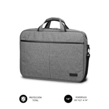 Subblim Maletin Elite Portatil de 13.3" a 14" - Fabricado en Poliester Oxford - Doble Cremallera - Color Gris